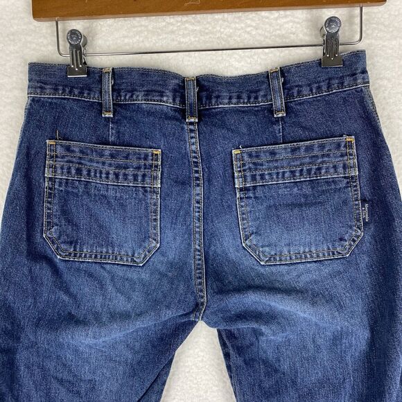 Vtg Abercrombie & Fitch Jeans Womens Size 4 Blue Low Rise Flare Y2K Patch Pocket - Picture 6 of 13